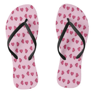 Roze kristallen harten patroon teenslippers