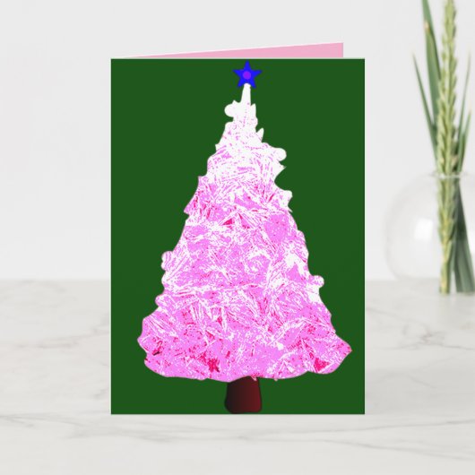 Roze Kristallen Kerstboom Kaart (Voorkant)