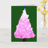Roze Kristallen Kerstboom Kaart (Gele Bloem)