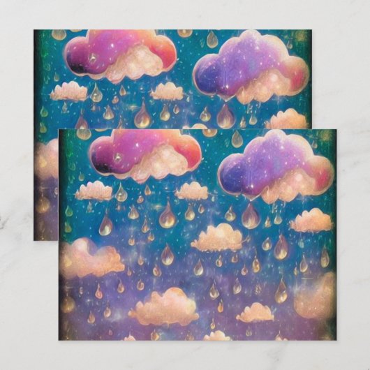 Roze Kristallen Regenwolken Briefkaart (Voorkant / Achterkant)