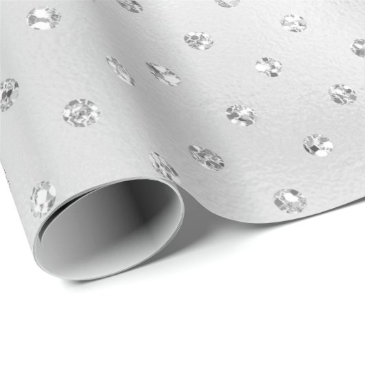 Roze kristallen Swarovski Polka Dots Silver Grey Cadeaupapier (Rol Hoek)