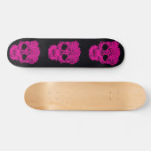 Roze kroesskateboard van de schedel. persoonlijk skateboard (Horizontaal)
