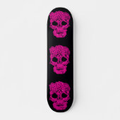 Roze kroesskateboard van de schedel. persoonlijk skateboard (Voorkant)