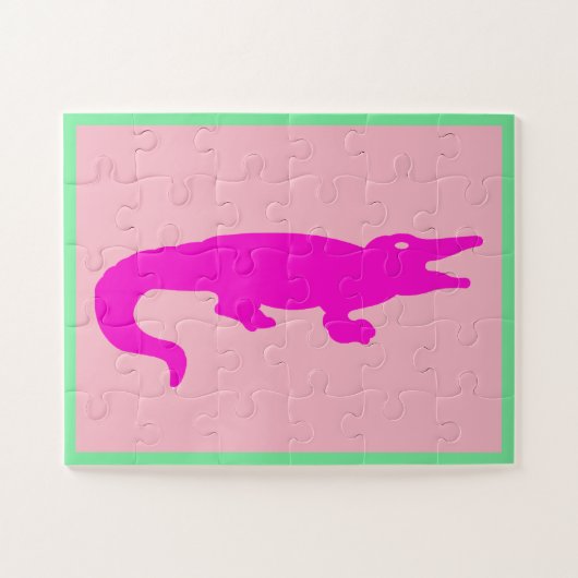 Roze Krokodil Puzzel (Horizontaal)