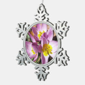 Roze krokodilentekoraal tin sneeuwvlok ornament (Rechts)