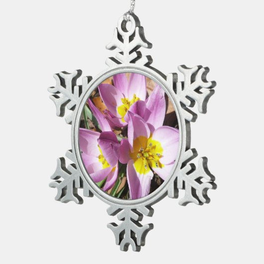 Roze krokodilentekoraal tin sneeuwvlok ornament (Rechts)