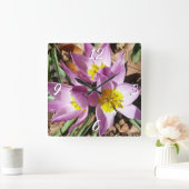 Roze krokodilentekoraal vierkante klok (Huis)