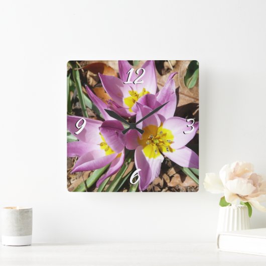 Roze krokodilentekoraal vierkante klok (Huis)