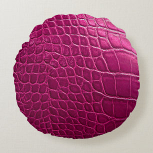 Roze krokodille huidtextuur rond kussen