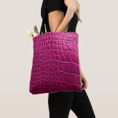 Roze krokodille huidtextuur tote bag (Dichtbij)