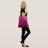 Roze krokodille huidtextuur tote bag (Op model)