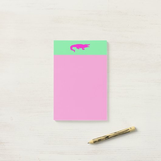 Roze krokodille Postit Notes (Op bureau)