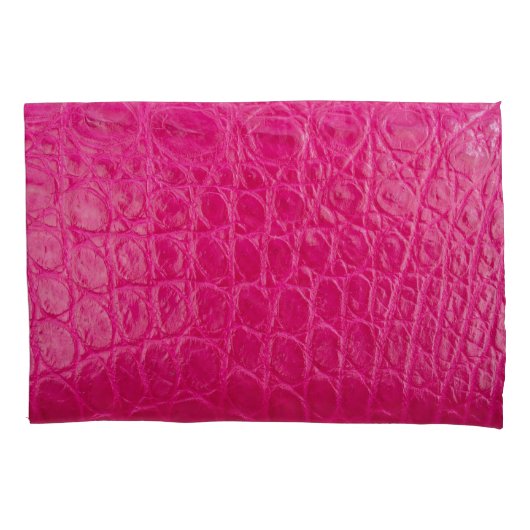 Roze krokodillenhuid, lederen textuur kussensloop (Voorkant)
