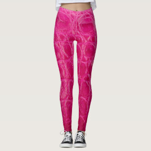 Roze krokodillenhuid, lederen textuur leggings