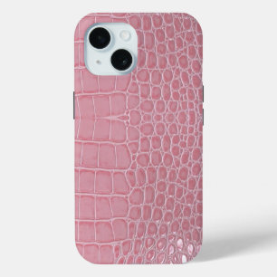 Roze Krokodillenleren Esthetiek iPhone 15 Case