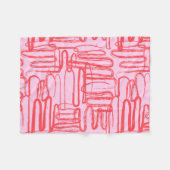 Roze kromlijnige golvende kronkel abstract modern fleece deken (Voorkant (Horizontaal))