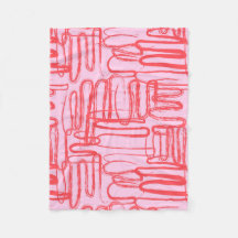 Roze kromlijnige golvende kronkel abstract modern