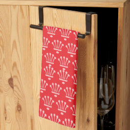 Roze kronen rood theedoek