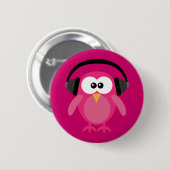 Roze kronkel met hoofdtelefoon ronde button 5,7 cm (Voorkant /achterkant)