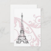 Roze kronkels en Eiffeltoren Kaart (Voorkant / Achterkant)