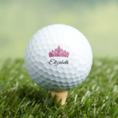 Roze kroon en aangepaste naam Pretty Golfballen (Insitu Shirt)