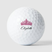 Roze kroon en aangepaste naam Pretty Golfballen (Voorkant)