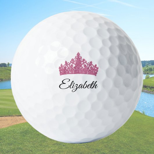 Roze kroon en aangepaste naam Pretty Golfballen