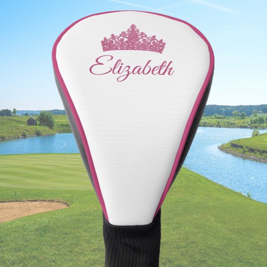 Roze kroon en aangepaste naam Pretty Golfheadcover