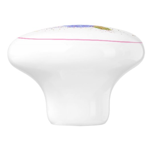 Roze Kroon en Bloemen Lade Trekknop Keramische Knop (Zijkant)