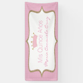 Roze kroon en Polka Dot Quinceanera Banner (Verticaal)