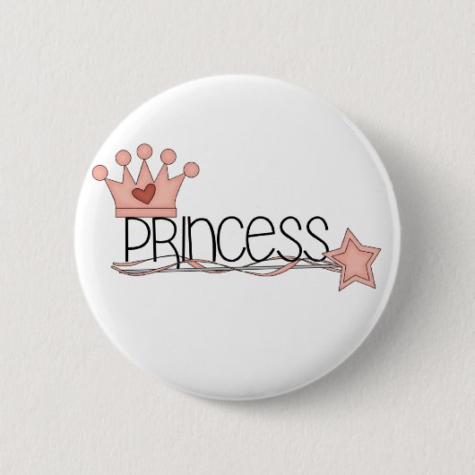 Roze Kroon en Wand Princess Ronde Button 5,7 Cm (Voorkant)