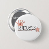 Roze Kroon en Wand Princess Ronde Button 5,7 Cm (Voorkant /achterkant)