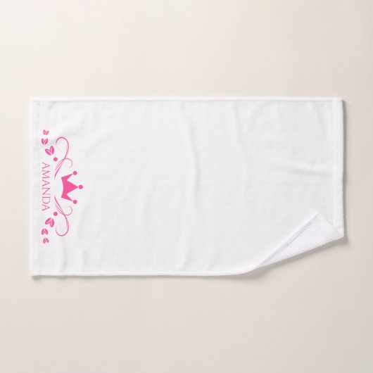 Roze kroon en wervelingen monogram bad handdoek (Handdoek)