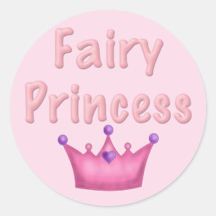 Roze Kroon Fairy Prinses Ronde Sticker