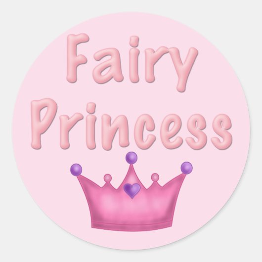 Roze Kroon Fairy Prinses Ronde Sticker (Voorkant)
