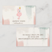 Roze Kroon Flamingo, Waterverf penseelstreek Visitekaartje (Voorkant / Achterkant)