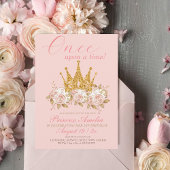 Roze kroon goud Princess 1e verjaardagsfeestje Kaart