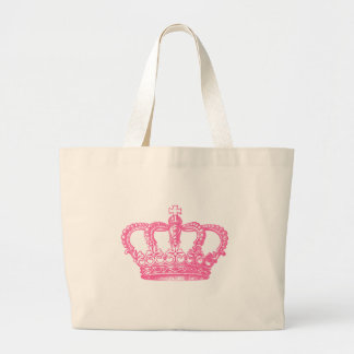 Roze kroon grote tote bag