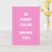 Roze Kroon KEEP CALM AND DRINK TEA Wenskaart Kaart (Gele Bloem)