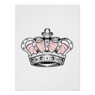 Roze Kroon Koningin Royale Glam Vrouwelijke Kunst Perfect Poster