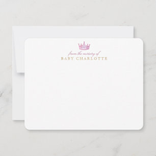 Roze Kroon Prinses Nursery Notitiekaart Kaart
