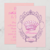 Roze Kroon Prinses Verjaardag Party uitnodiging (Voorkant / Achterkant)