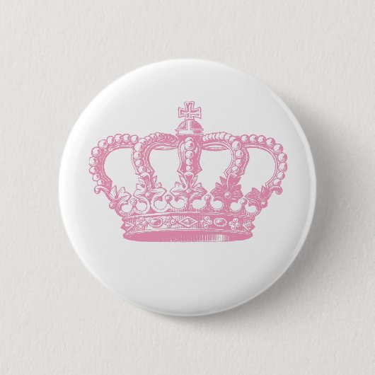 Roze kroon ronde button 5,7 cm (Voorkant)
