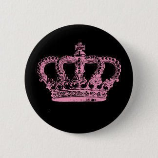 Roze kroon ronde button 5,7 cm