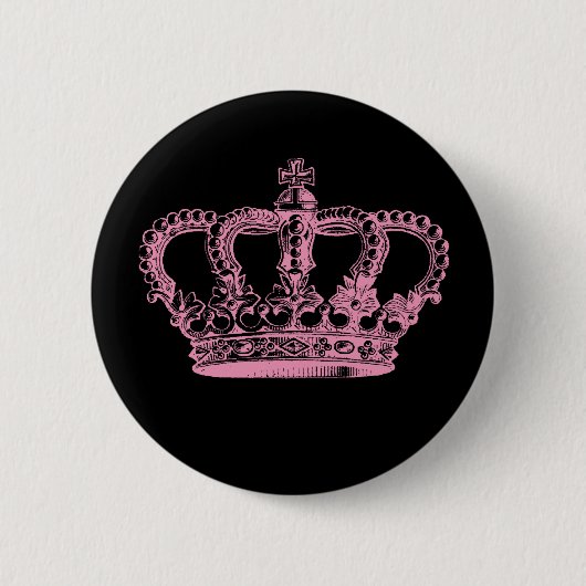 Roze kroon ronde button 5,7 cm (Voorkant)