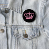Roze kroon ronde button 5,7 cm (In situ)