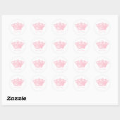 Roze kroon ronde sticker (Vel)