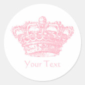Roze kroon ronde sticker (Voorkant)