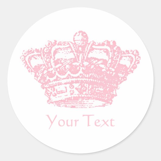 Roze kroon ronde sticker (Voorkant)