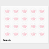 Roze kroon ronde sticker (Vel)